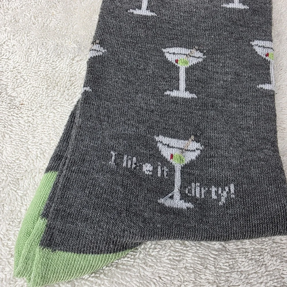 Sockopath Men's Socks Lot - 3 Pairs Chicken Wing Martini Black Fun Gift SZ 6-12